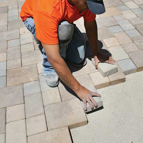 Paver installation for a La Palma front yard walkway and hardscape entrance